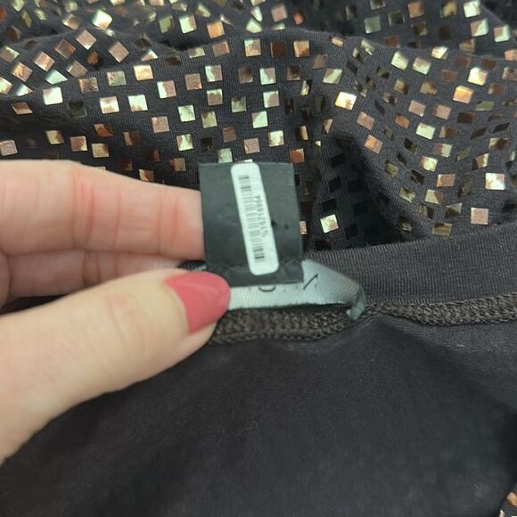 St John brown gold shiny sequin 3/4 sleeve neck blouse top small s - Picture 7 of 8